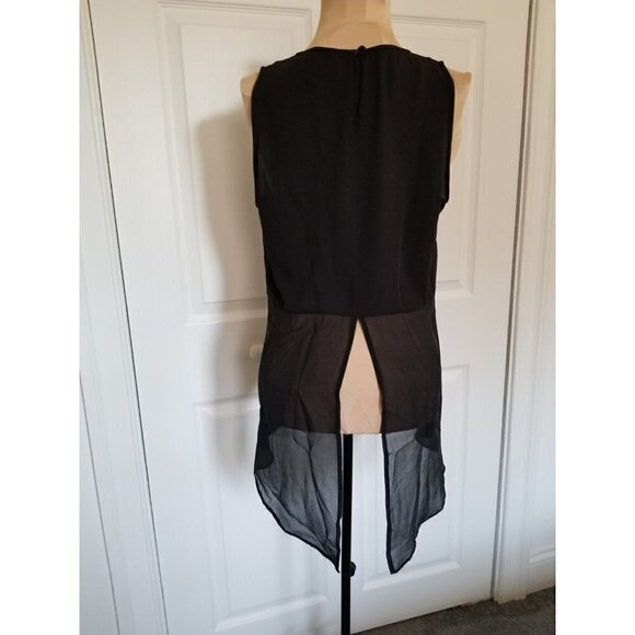 BCBGMaxAzria  Danna Top Black Semi Sheer w/Brass & Silver Studs Womens Size S - Picture 4 of 10